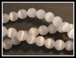 Cat's Eye Glass Rounds  8mm White 15 - 16 inches