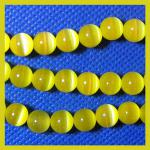 Cat's Eye Glass Rounds  8mm Yellow 15 - 16 inches