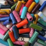 Tubes: Ceramic Greek, Mixed Colors Approximately 7 x 15mm 100 beads