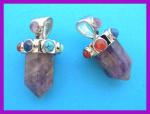 Chakra Pendant Amethyst Point 12 x 30mm ( 1 1/4 inches), 3 for $12