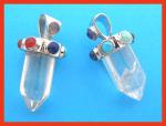 Chakra Pendant Clear Quartz Point 12 x 30mm (1 1/4 inches), 3 for $12