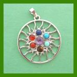 Chakra Pendants: Starburst almost 1 1/4 inches across, 3 for $7.50