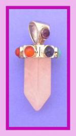 Chakra Pendant Rosequartz Point 12 x 30mm (1 1/4 inches), 3 for $12