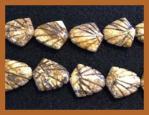 Shells: 18 x 20mm Carved Picture Jasper Strands 15 - 16 inches