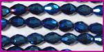Glass Crystal Beads: Rice 8 x 10mm Faceted Dark Blue AB about 28 inch strands