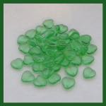 Czech Glass: Hearts 12mm Lime Green, about 100 beads