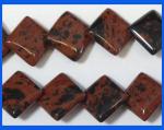 Diamond Lentils: 12mm Mahogany Obsidian Strands 15 - 16 inches