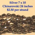 Glass Crystal Beads: Barrels 7 x 10mm Faceted Silver 24 inch strands