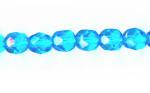 Czech Glass: Faceted Firepolished Rounds 6mm Aqua, 15 - 16 inches
