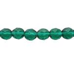 Czech Glass: Faceted Firepolished Rounds 6mm Emerald, 15 - 16 inches