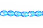 Czech Glass: Faceted Firepolished Rounds 6mm Light Blue, 15 - 16 inches