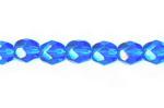 Czech Glass: Faceted Firepolished Rounds 6mm Sapphire, 15 - 16 inches