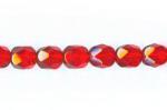 Czech Glass: Faceted Firepolished Rounds 6mm Siam (Red), 15 - 16 inches