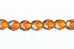 Czech Glass: Faceted Firepolished Rounds 6mm Topaz, 15 - 16 inches,