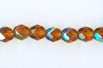 Czech Glass: Faceted Firepolished Rounds 6mm Topaz AB, 15 - 16 inches
