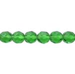 Czech Glass: Faceted Firepolished Rounds 6mm Green, 15 - 16 inches