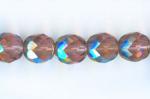 Czech Glass: Faceted Firepolished Rounds 8mm Amethyst, AB 15 - 16 inches