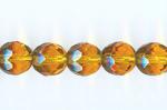 Czech Glass: Faceted Firepolished Rounds 8mm Amber Color, 15 - 16 inches