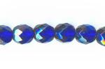 Czech Glass: Faceted Firepolished Rounds 8mm Cobalt Dark Blue, 15 - 16 inches