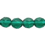 Czech Glass: Faceted Firepolished Rounds 8mm Green, 15 - 16 inches