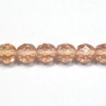 Czech Glass: Faceted Firepolished Rounds 8mm Peach, 15 - 16 inches