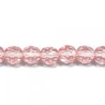 Czech Glass: Faceted Firepolished Rounds 8mm Pink, 15 - 16 inches