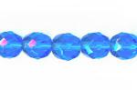 Czech Glass: Faceted Firepolished Rounds 8mm Sapphire, 15 - 16 inches