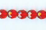 Czech Glass: Faceted Firepolished Rounds 8mm Siam (Red), 15 - 16 inches