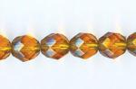 Czech Glass: Faceted Firepolished Rounds 8mm Topaz, 15 - 16 inches