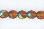 Czech Glass: Faceted Firepolished Rounds 8mm Topaz AB, 15 - 16 inches