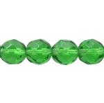 Czech Glass: Faceted Firepolished Rounds 8mm Green, 15 - 16 inches