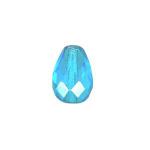 Czech Glass: Firepolished Teardrops 7 x 10mm Aqua, about 100 beads