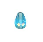 Czech Glass: Firepolished Teardrops 7 x 10mm Aqua AB, about 100 beads