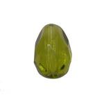 Czech Glass: Firepolished Teardrops 7 x 10mm Olivine (Green), about 100 beads