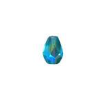 Czech Glass: Firepolished Teardrops 5 x 7mm Aqua, AB about 100 beads