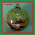 Gazing Ball4: GB12Gr Green, white, blue, orange on a Hanging Glass Ball of 4 inches, 2 for $18