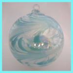 Gazing Ball4: GB13 Swirly White with Aqua. It's a hanging ball of 4 inches, 2 for $15