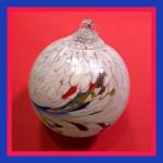 Gazing Ball4: GB17-2  White with a sprig of color (purple, orange, lime, blue) It's a hanging ball of 4 inches, 2 for $18