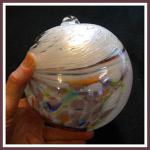 Gazing Ball6: GB176 White with a sprig of color (purple, aqua, orange, lime, yellow) It's a hanging ball of 6 inches