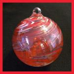 Gazing Ball4: GB21 Swirly Red & White Hanging Glass Ball of 4 inches, 2 for $18