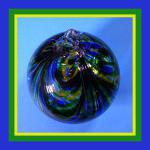 Gazing Ball4: GB28 Green and Blue and Yellow Swirls Glass Ball of 4 inches, 2 for $18