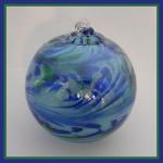 Gazing Ball4: GB32 Aqua, Green and Blue on a Hanging Glass Ball of 4 inches, 2 for $15