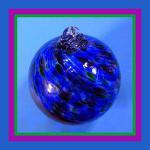 Gazing Ball4: GB32 A Hanging Glass Ball of Mostly blue then green and purple 4 inches, 2 for $18