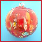 Gazing Ball4: GB34 Red Orange with Interesting Color Blotches about 4 inches, 2 for $15