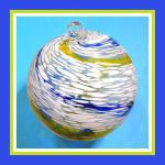 Gazing Ball4: #003, White, blue and yellow, 4 inches across, 2 for $18