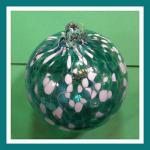 Gazing Ball4: GB50gr Soft Green with White on a Hanging Glass Ball of 4 inches, 2 for $18