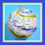 Gazing Ball6: #003, White, blue and yellow, 6 inches across