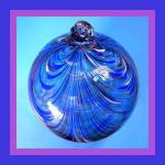Gazing Ball6: #32, Blue, white, green, purple swirly, 6 inches across