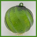 Gazing Ball4: GB87 The Swirly Ribbed Green Hanging Glass Ball of 4 inches, 2 for $18