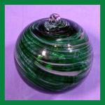 Gazing Ball4: GB95 Green Swirl w/slight white Hanging Glass Ball of 4 inches, 2 for $18
